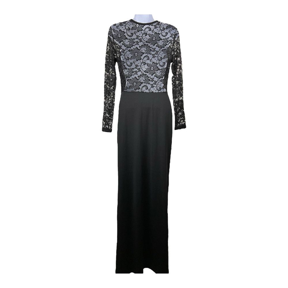 Vintage Unbranded Womens Black Lace Maxi Dress Size M Sheer Whimsigoth Gown - Picture 4 of 7